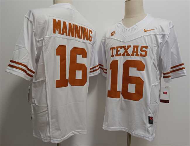 Mens Texas Longhorns #16 Peyton Manning White F.U.S.E Stitched Jersey